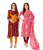 Pack of 2 Synthetic Printed Unstitched Dress Material Combo