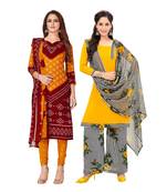 Pack of 2 Synthetic Printed Unstitched Dress Material Combo
