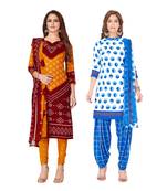 Pack of 2 Synthetic Printed Unstitched Dress Material Combo
