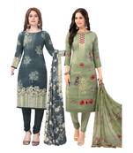 Pack of 2 Synthetic Printed Unstitched Dress Material Combo