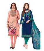 Pack of 2 Synthetic Printed Unstitched Dress Material Combo