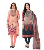 Pack of 2 Synthetic Printed Unstitched Dress Material Combo