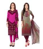 Pack of 2 Synthetic Printed Unstitched Dress Material Combo