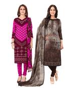 Pack of 2 Synthetic Printed Unstitched Dress Material Combo