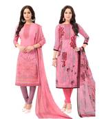 Pack of 2 Synthetic Printed Unstitched Dress Material Combo