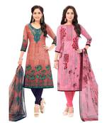 Pack of 2 Synthetic Printed Unstitched Dress Material Combo