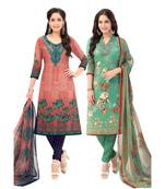 Pack of 2 Synthetic Printed Unstitched Dress Material Combo