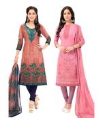 Pack of 2 Synthetic Printed Unstitched Dress Material Combo