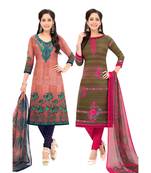 Pack of 2 Synthetic Printed Unstitched Dress Material Combo