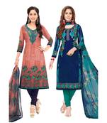 Pack of 2 Synthetic Printed Unstitched Dress Material Combo