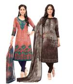Pack of 2 Synthetic Printed Unstitched Dress Material Combo