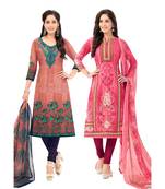 Pack of 2 Synthetic Printed Unstitched Dress Material Combo