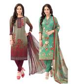 Pack of 2 Synthetic Printed Unstitched Dress Material Combo