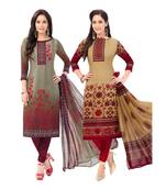 Pack of 2 Synthetic Printed Unstitched Dress Material Combo