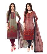 Pack of 2 Synthetic Printed Unstitched Dress Material Combo