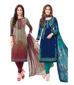 Pack of 2 Synthetic Printed Unstitched Dress Material Combo