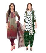 Pack of 2 Synthetic Printed Unstitched Dress Material Combo