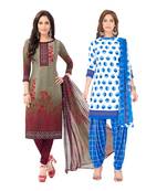 Pack of 2 Synthetic Printed Unstitched Dress Material Combo
