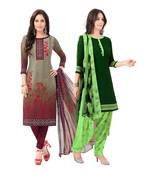 Pack of 2 Synthetic Printed Unstitched Dress Material Combo