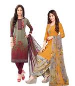 Pack of 2 Synthetic Printed Unstitched Dress Material Combo
