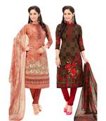 Pack of 2 Synthetic Printed Unstitched Dress Material Combo