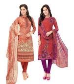 Pack of 2 Synthetic Printed Unstitched Dress Material Combo