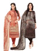 Pack of 2 Synthetic Printed Unstitched Dress Material Combo