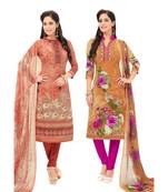 Pack of 2 Synthetic Printed Unstitched Dress Material Combo