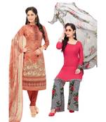 Pack of 2 Synthetic Printed Unstitched Dress Material Combo