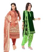 Pack of 2 Synthetic Printed Unstitched Dress Material Combo