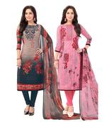 Pack of 2 Synthetic Printed Unstitched Dress Material Combo