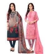 Pack of 2 Synthetic Printed Unstitched Dress Material Combo