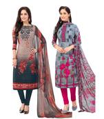 Pack of 2 Synthetic Printed Unstitched Dress Material Combo