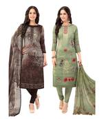 Pack of 2 Synthetic Printed Unstitched Dress Material Combo
