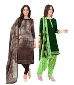 Pack of 2 Synthetic Printed Unstitched Dress Material Combo