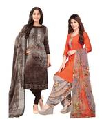 Pack of 2 Synthetic Printed Unstitched Dress Material Combo