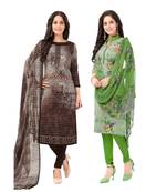 Pack of 2 Synthetic Printed Unstitched Dress Material Combo