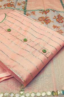 Light-pink hand embroidery chanderi salwar