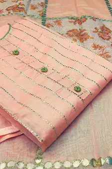 Light-pink hand embroidery chanderi salwar