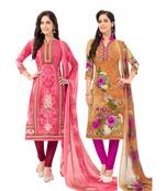 Pack of 2 Synthetic Printed Unstitched Dress Material Combo