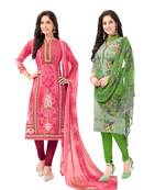 Pack of 2 Synthetic Printed Unstitched Dress Material Combo