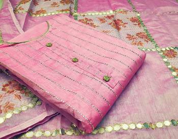 Pink hand embroidery chanderi salwar 1
