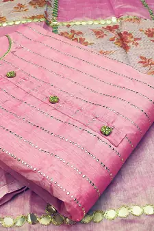 Pink hand embroidery chanderi salwar