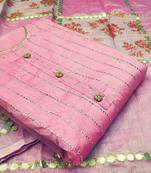 Pink hand embroidery chanderi salwar
