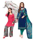 Pack of 2 Synthetic Printed Unstitched Dress Material Combo
