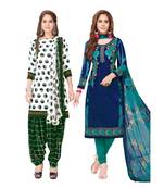 Pack of 2 Synthetic Printed Unstitched Dress Material Combo