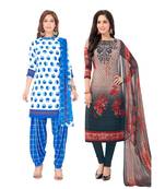 Pack of 2 Synthetic Printed Unstitched Dress Material Combo
