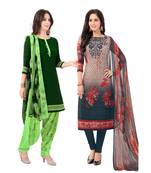 Pack of 2 Synthetic Printed Unstitched Dress Material Combo