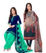 Pack of 2 Synthetic Printed Unstitched Dress Material Combo