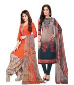 Pack of 2 Synthetic Printed Unstitched Dress Material Combo